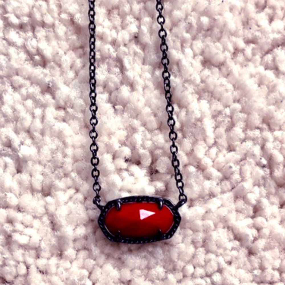 Kendra Scott custom red gun metal necklace